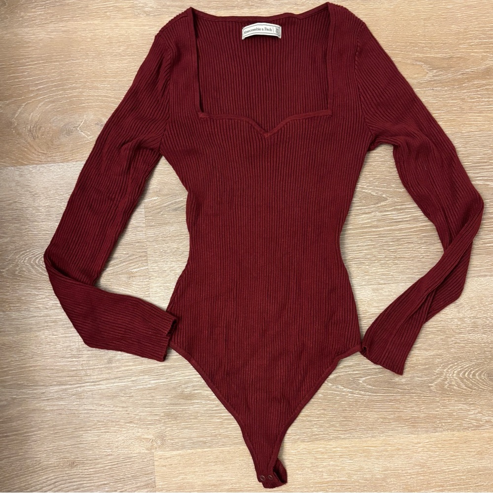 Abercrombie & Fitch Burgundy Long Sleeve Bodysuit